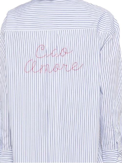 CAMICIA CIAO AMOREBIANCA E BLU RICAMO GRANDE GIADA BENINCASA | S25T200103